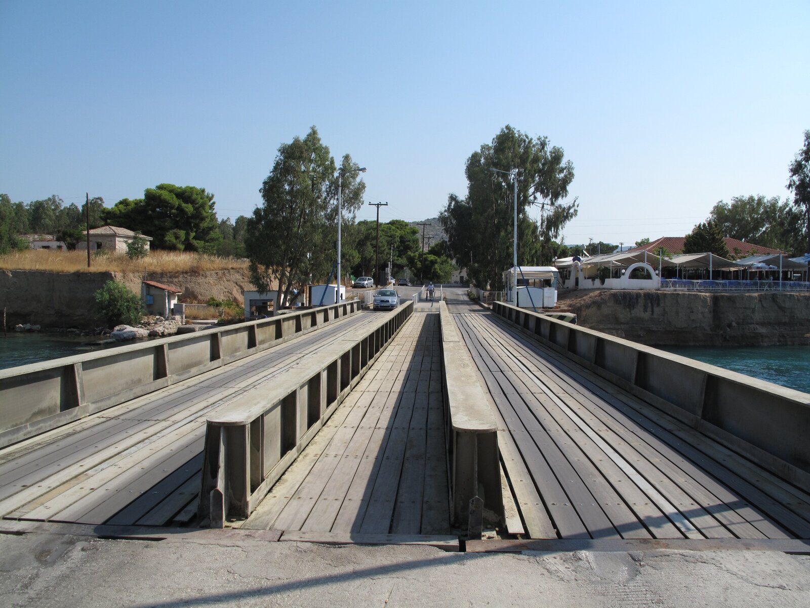 The submersible road bridge at the Isthmia end of the Corinth Canal, Greece